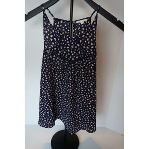 MINE Navy Blue Animal Print Halter Camisole Top Lace Detail TB4835 Medium